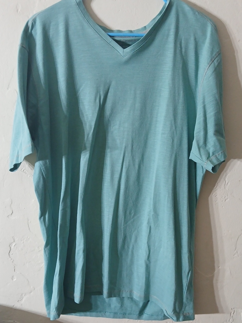 Michael Brandon Light Aqua V-Neck Short Sleeve Shirt Size XLarge